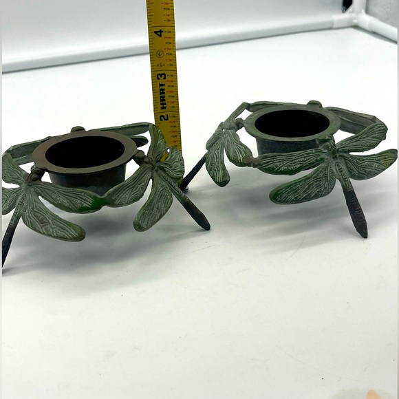 Zodax Accents Zodiac 2pc Set Metal Dragonfly Votive Tea Light Candle Holders Made In India